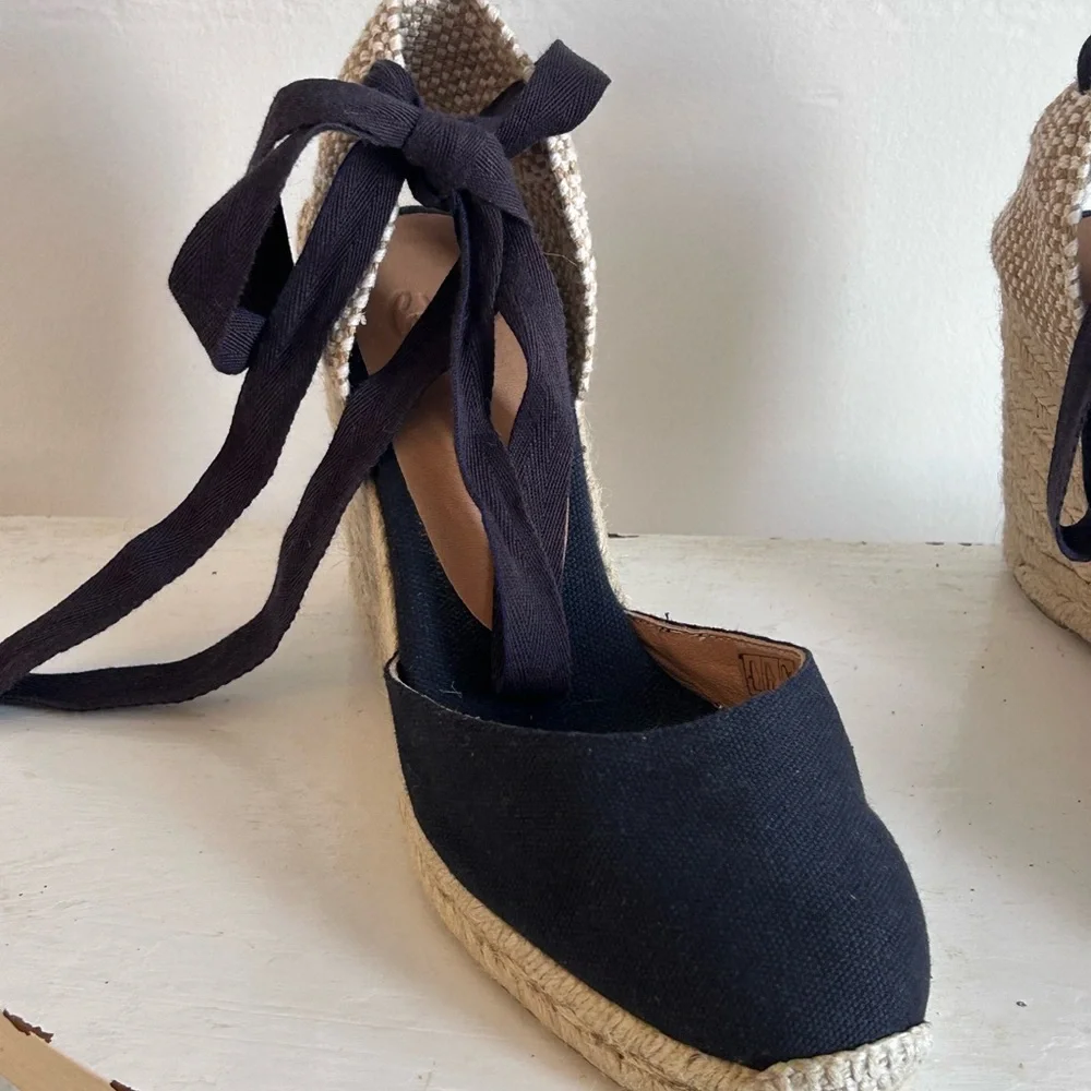 Castaner Dark Blue Carina 60mm Wedge Espadrille